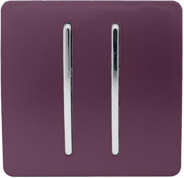 Trendi 2 Gang Combination Flush Light Switch (1x 2 Way & 1x Intermediate) 10 Amp - Purple