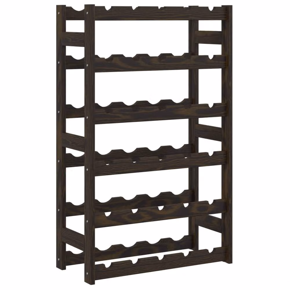 Berkfield Home Wall Mounted Rustic Black Solid Pine Wine Rack for 30 Bottles – 2