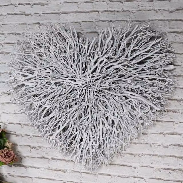 Melody Maison Shabby Chic White Wooden Heart Wall Art