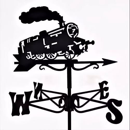Warmhand Black Metal Steam Engine Mini Weathervane for Wall Mounting