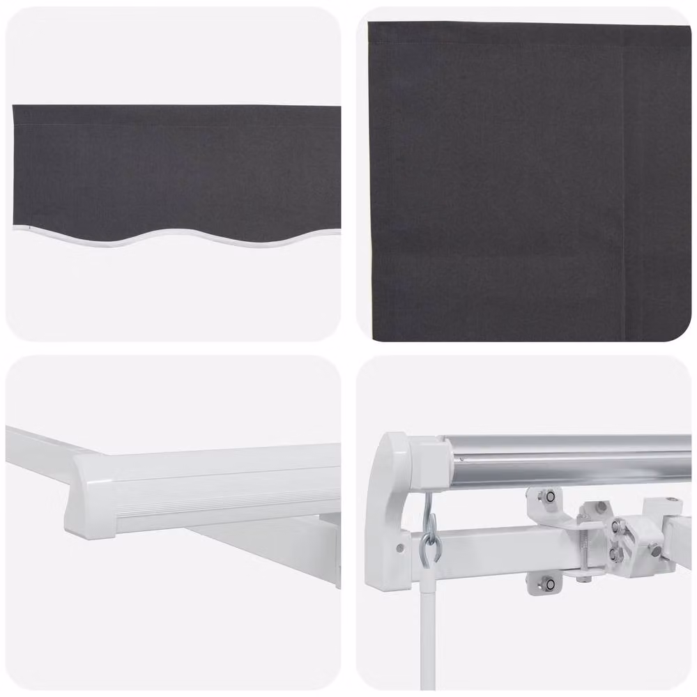 Berkfield Home Retractable Wall-Mounted Folding Arm Awning in Anthracite, White and Grey – 3