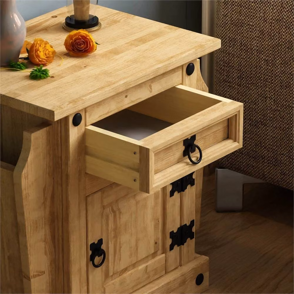 Nordara Brown Solid Waxed Pine 1 Drawer Mexican Cupboard Unit W: 100 cm, D: 100 cm – 4