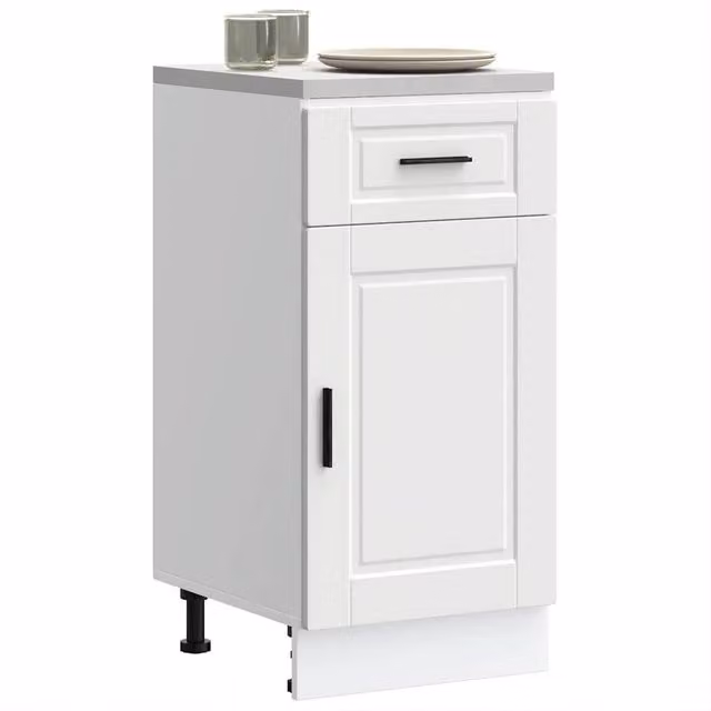 Berkfield Home Porto White Kitchen Base Cabinet in Matt Engineered Wood