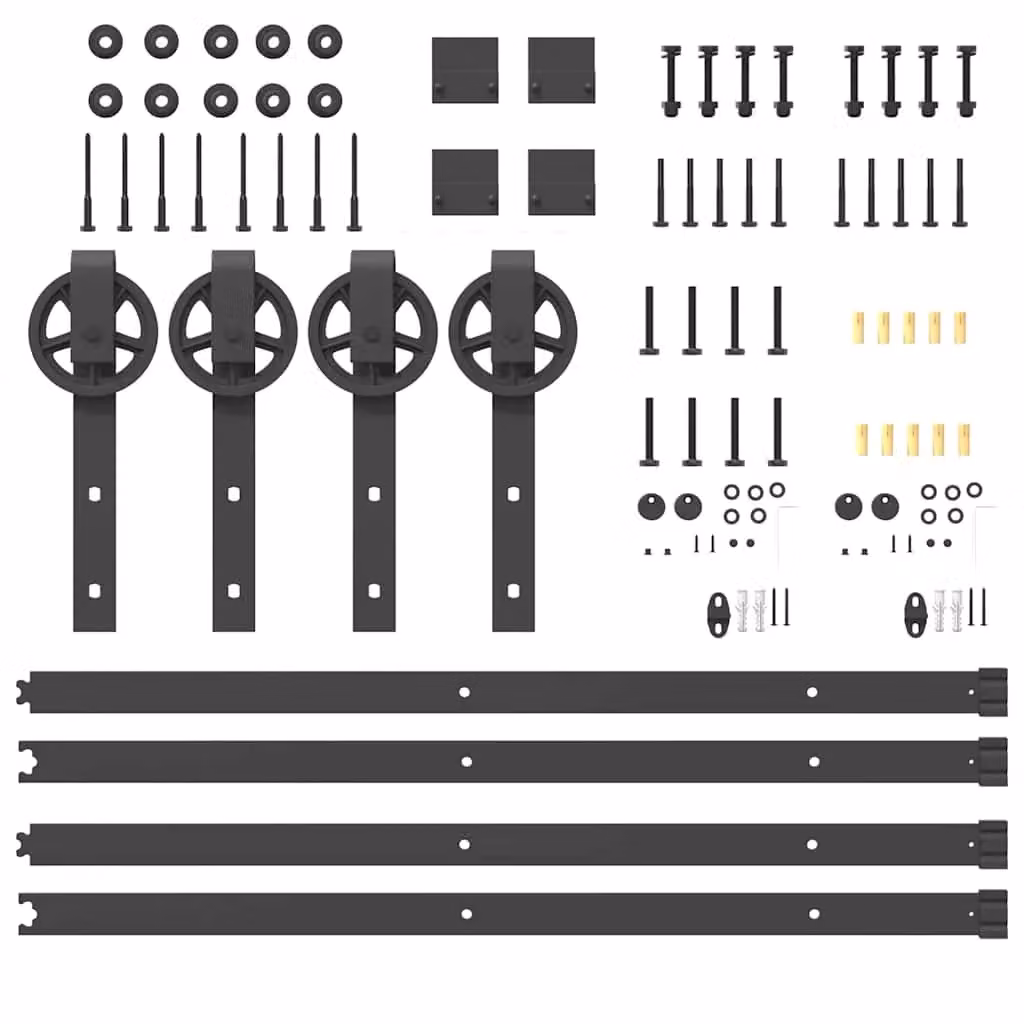 Berkfield Home Matt Black Steel Sliding Door Hardware Kit 366 cm – 2