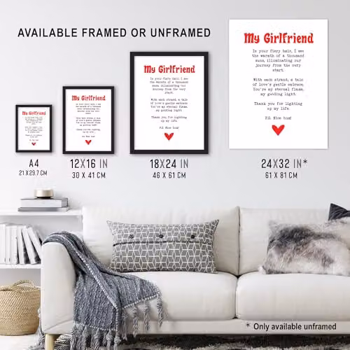 Artery8 Love Poem Ginger Girlfriend Romantic Wall Art Paper Poster Print, W: 46 cm, H: 61 cm – 3