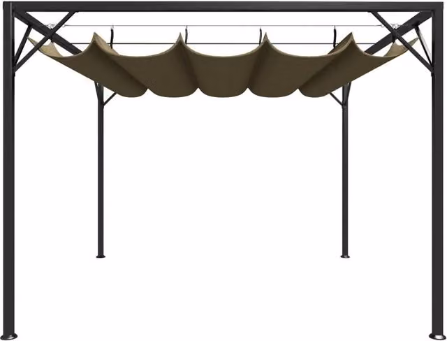 Berkfield Home Garden Gazebo with Retractable Roof, Beige, W: 300 cm, D: 300 cm, H: 230 cm