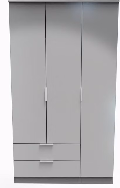 2 U Dover Triple Wardrobe with 2 Drawers in Dark Grey, Ready Assembled