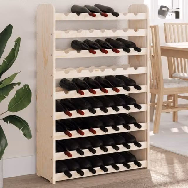 Berkfield Home Rustic Solid Pine Wine Rack, Brown, W/D/H: 72.5 x 25 x 111.5 cm