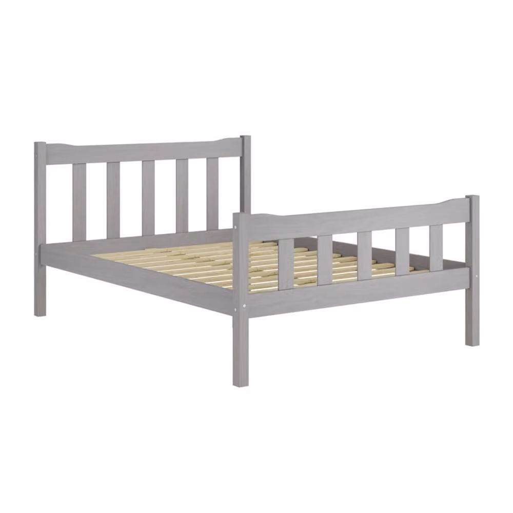 Wyld Haus Tralee King Bed in Grey Washed Solid Pine with Panelled Headboard and Footboard – 2