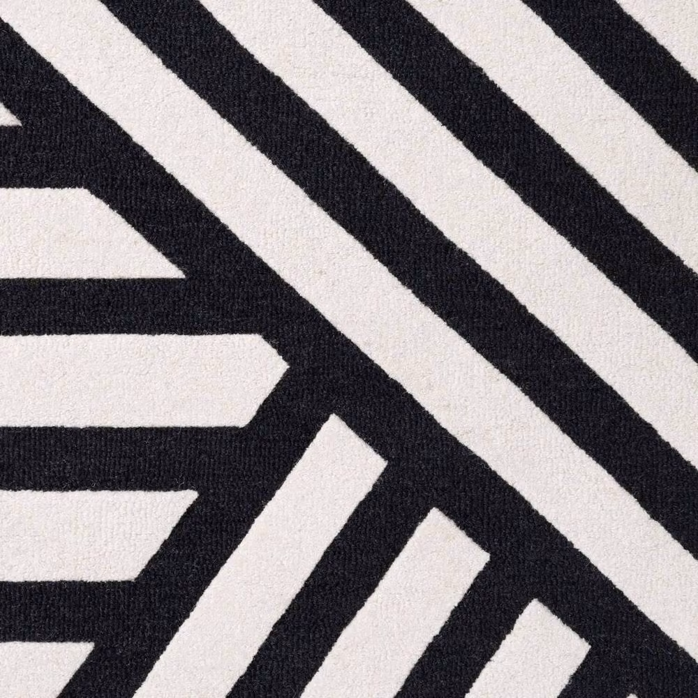 Ted Baker Noir Geometric Wool Handwoven Rug in Black and White, W: 120 cm, L: 180 cm – 4