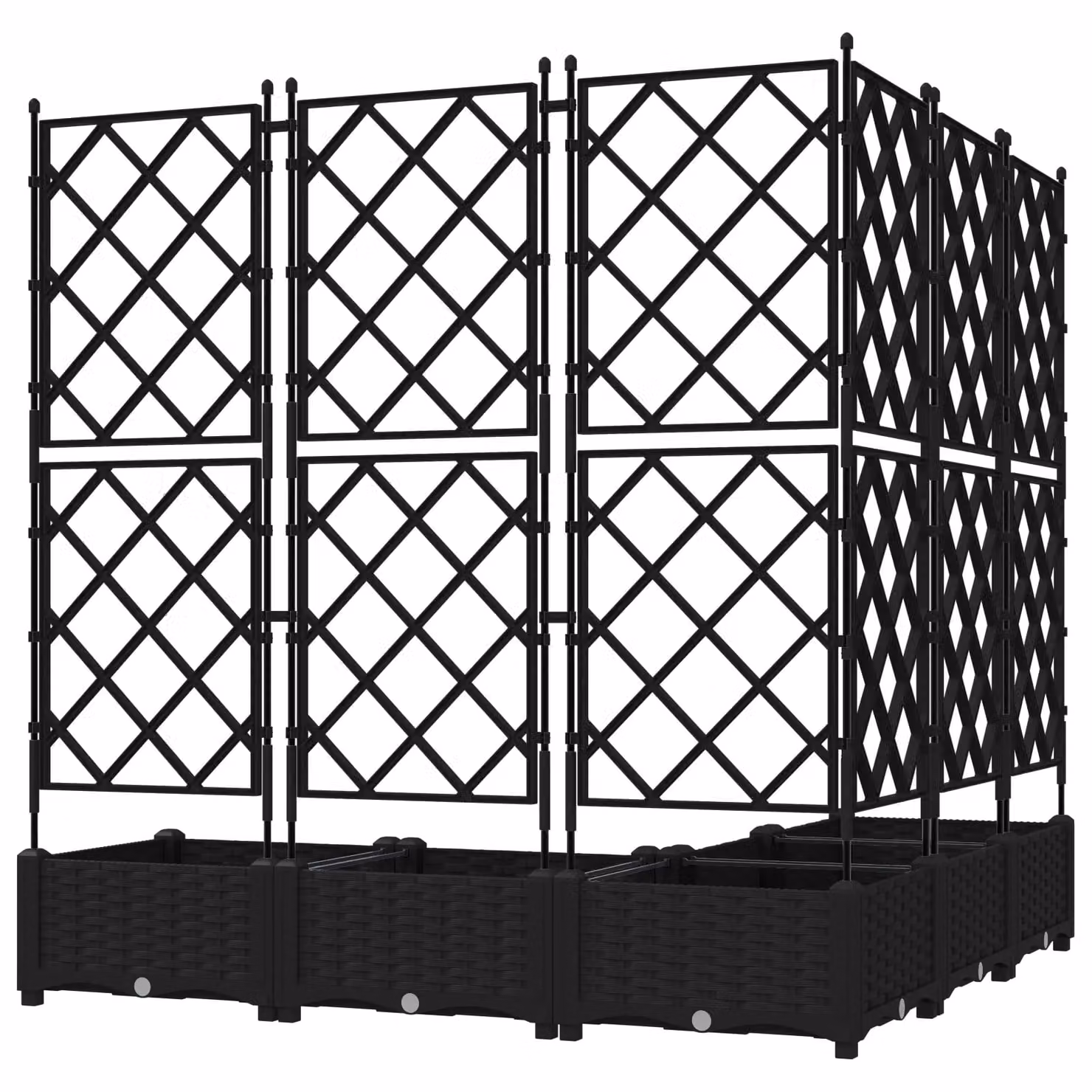Berkfield Home Garden Planter with Trellis, 5 Piece Set, Black, W/D/H: 120 x 120 x 125.5 cm – 5