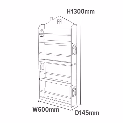Liberty House Toys Kids Wall Mounted House Bookcase in White, W/D/H: 60 x 14.5 x 130 cm – 2