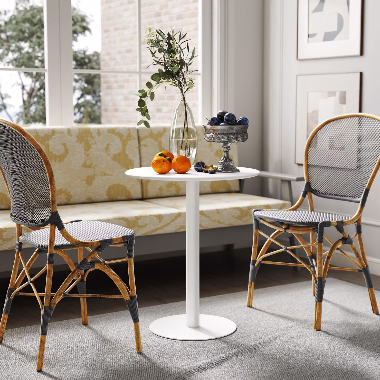 HOMCOM Round White Dining Table with Metal Base, W/D/H: 60 x 60 x 72 cm – 3