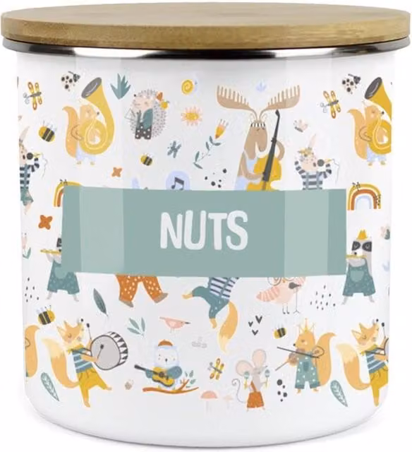 Purely Home Musical Animals Childrens Mini Snack Pot in Blue and Multicolour Metal Enamel