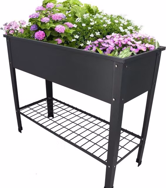 Idooka Large Raised Metal Flower Bed in Anthracite Dark Grey