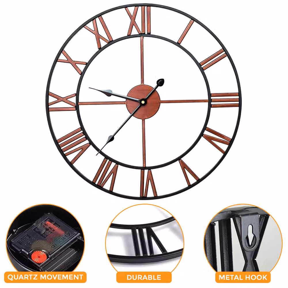 Crystals Bronze Metal Round Analog Garden Wall Clock, Diameter: 60 cm – 2