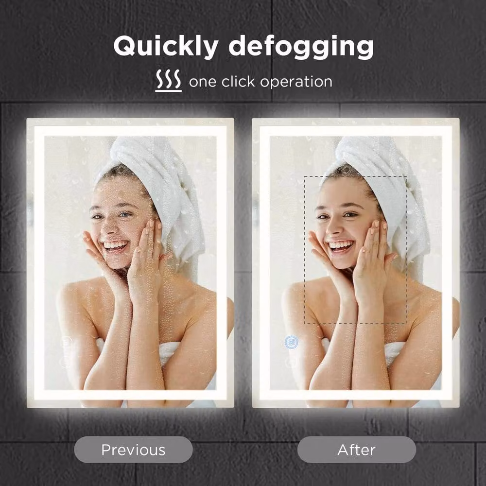 Resmo Sleek LED Bathroom Mirror in White with Anti-Fog and Dimmable 3-Colour Lighting, W: 50 cm, H: 70 cm – 6