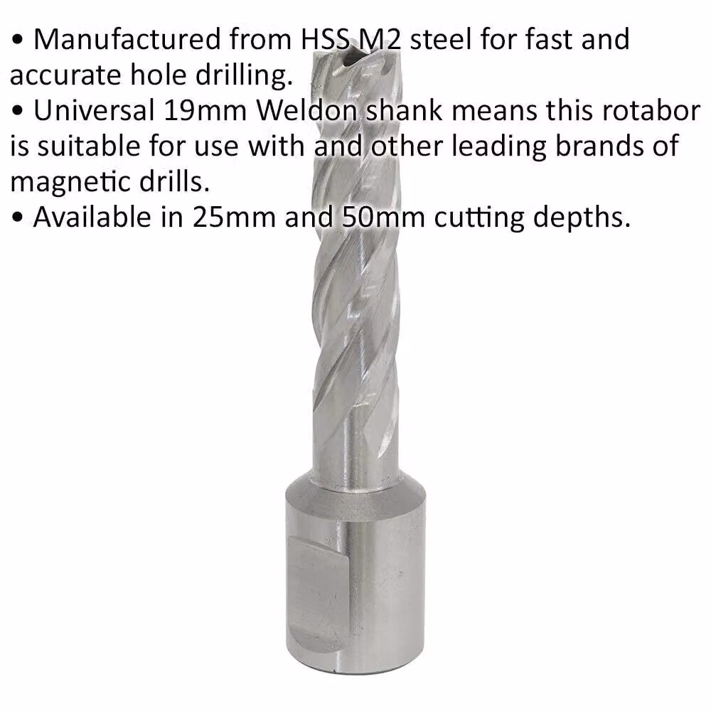 Loops M2 Steel Rotabor Annular Metal Core Drill Cutter, Silver, Depth: 50 mm, Diameter: 12 mm – 2
