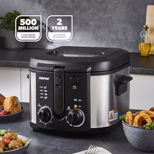GEEPAS Silver Stainless Steel Deep Fat Fryer with 3L Capacity – 2