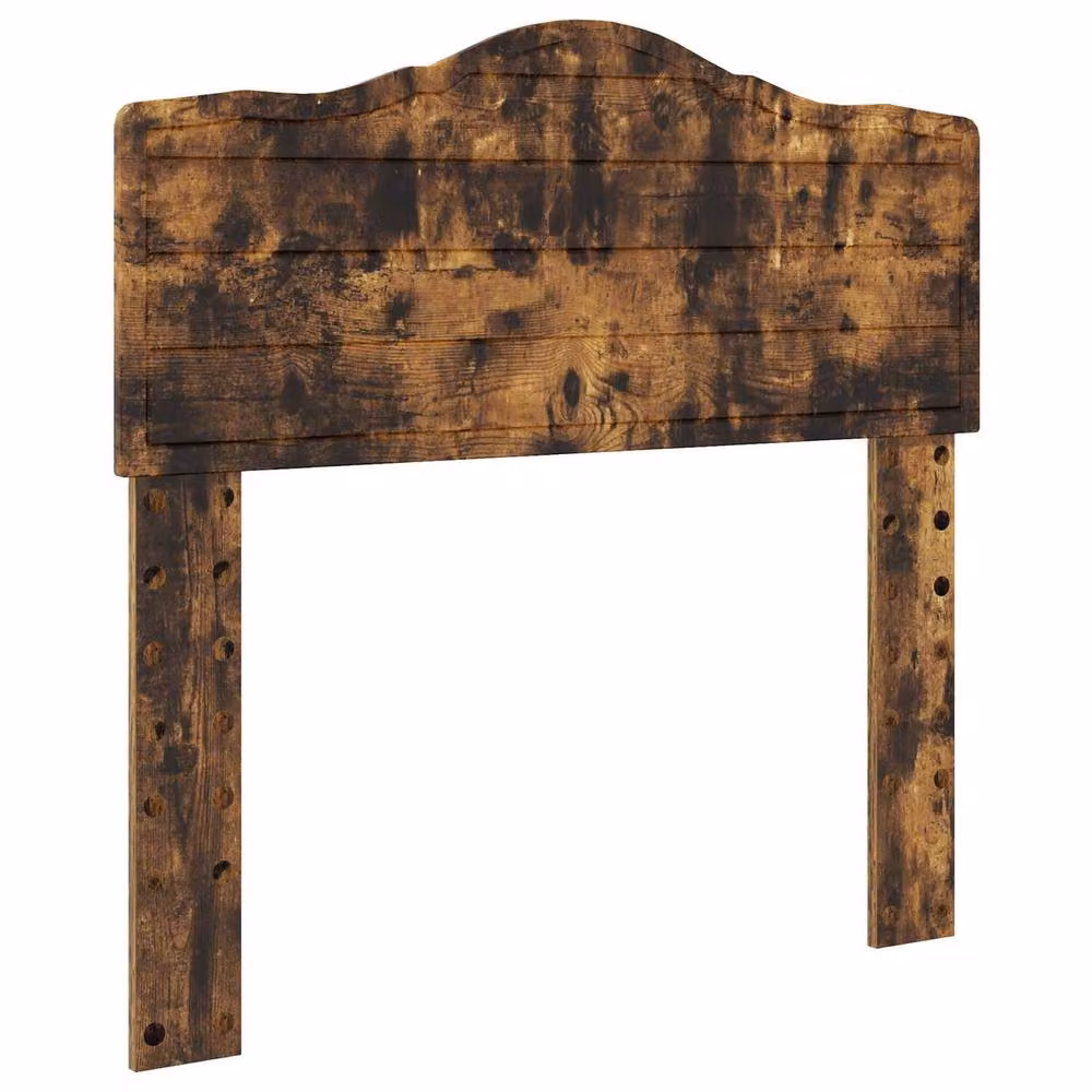 Berkfield Home Bed Frame with Headboard in Smoked Oak and Brown Solid Pine Wood, W/D/H: 90 x 200 cm – 3