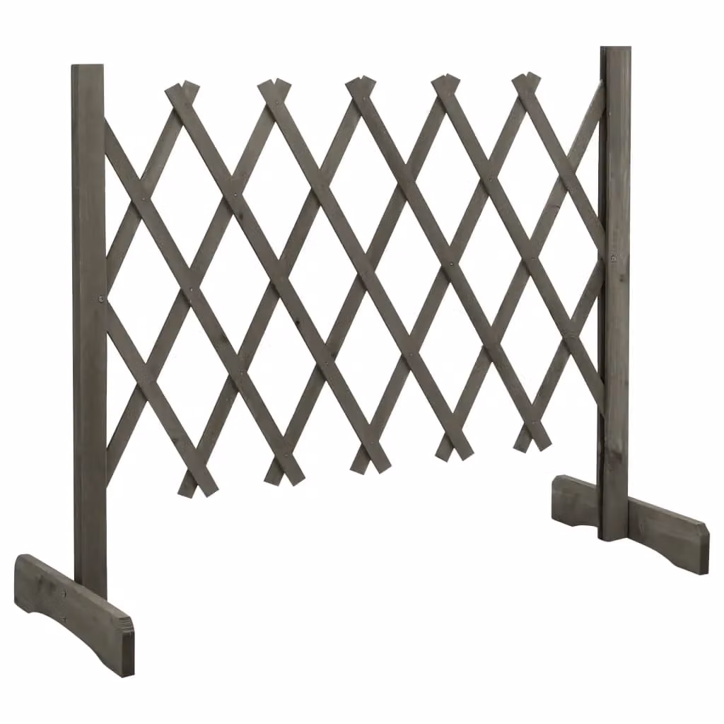 Berkfield Home Garden Trellis Fence in Grey Solid Firwood, W: 120 cm, H: 60 cm – 2