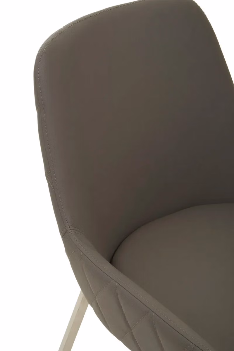 Orsina Grey Synthetic Leather Dining Chair with Armrests and Silver Metal Legs – 3