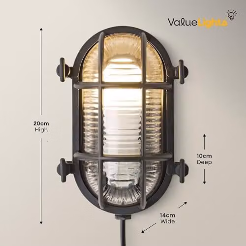 ValueLights Bow Oval IP64 Black Metal Outdoor Wall Light with LED Bulb – 3