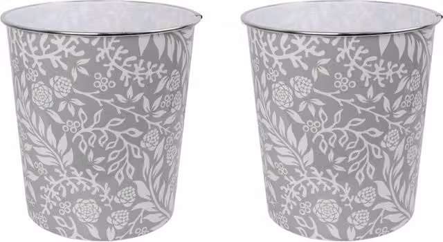 JVL Onyx Round Waste Bin Set of 2, Grey Willow, 7L Capacity