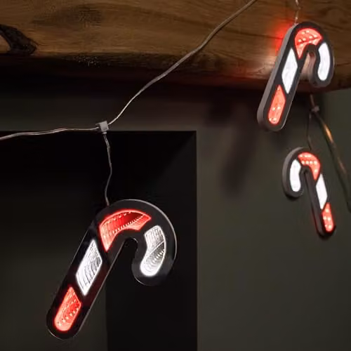Samuel Alexander 1.75m Infinity Hanging Christmas Candy Cane Garland with Red and White LEDs