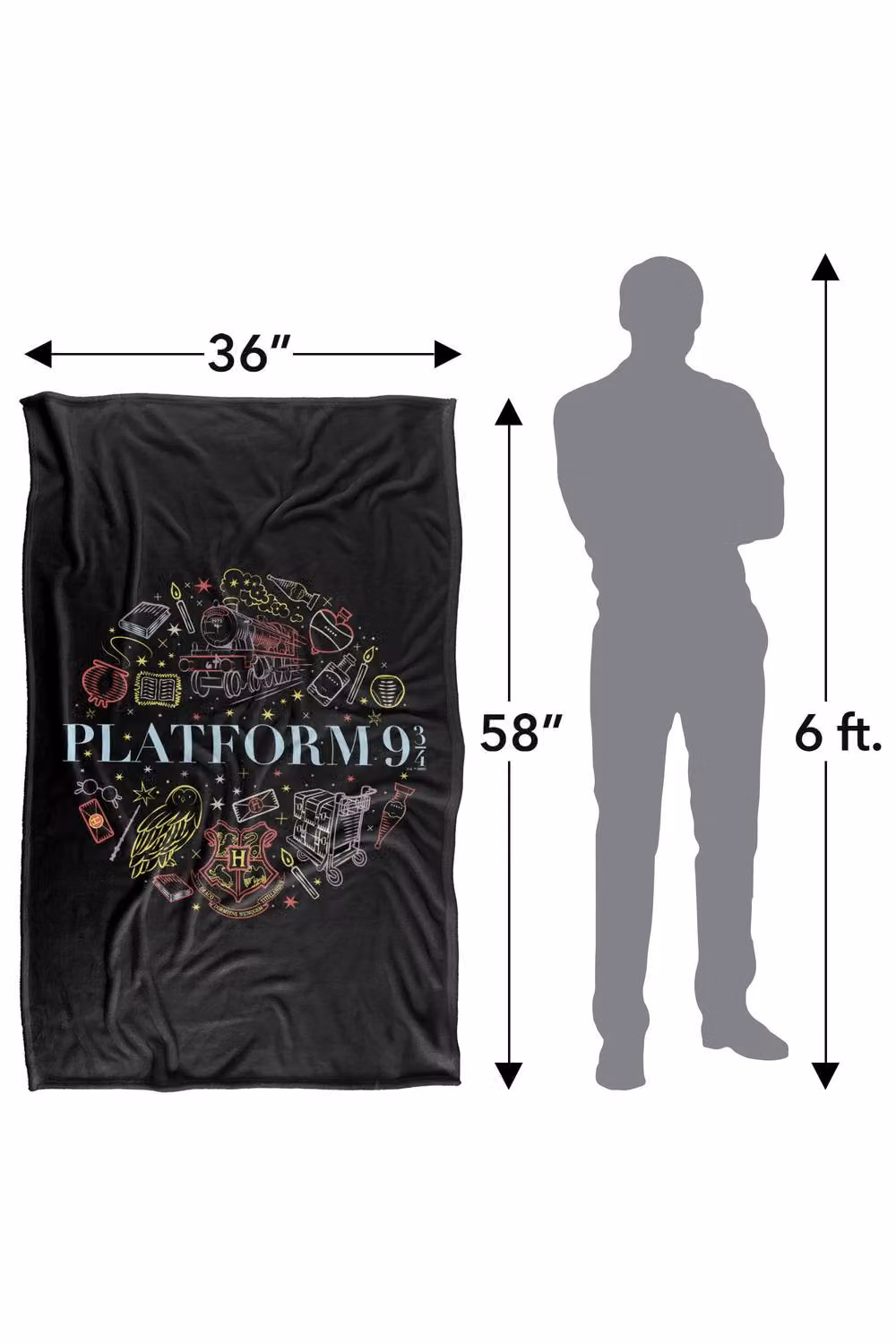 Warner Bros. Harry Potter Platform 9 3/4 Super Soft Silky Touch Fleece Throw Blanket, Multicolour, W: 91.44 cm x L: 147 cm – 8