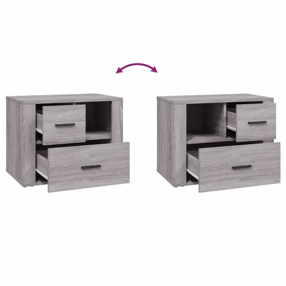 Berkfield Home Classic Bedside Cabinet in Grey Sonoma, W/D/H: 60 x 36 x 45 cm – 3