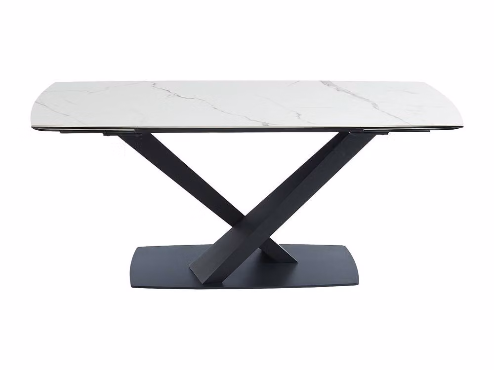 Vente-unique Modern Extendable Rectangular Dining Table with Ceramic Top and Metal X-Frame in White and Black, W/D/H: 200 x 100 x 76 cm – 2