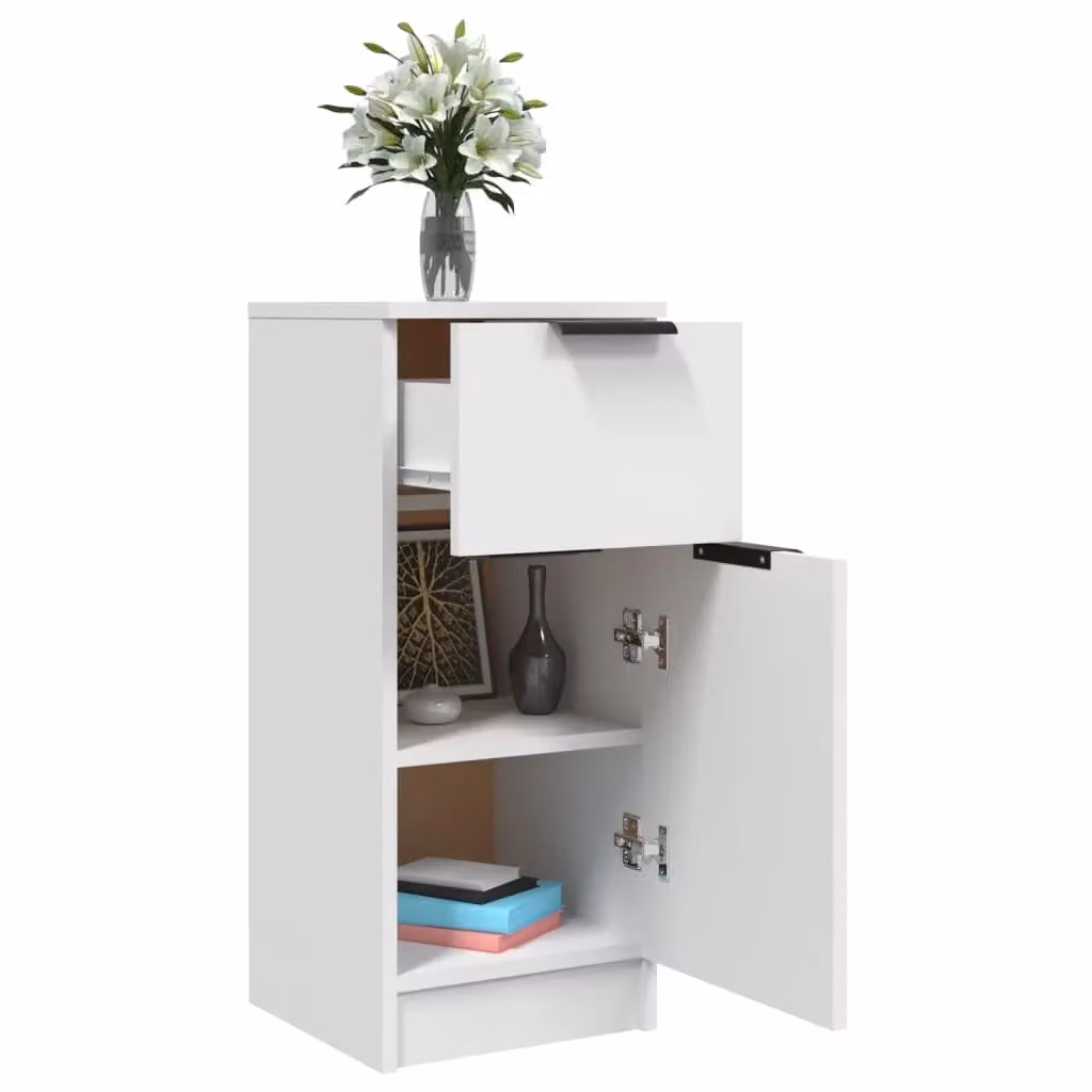 Berkfield Home White Minimalist Sideboard in Matt MDF, W/D/H: 30 x 30 x 70 cm – 2