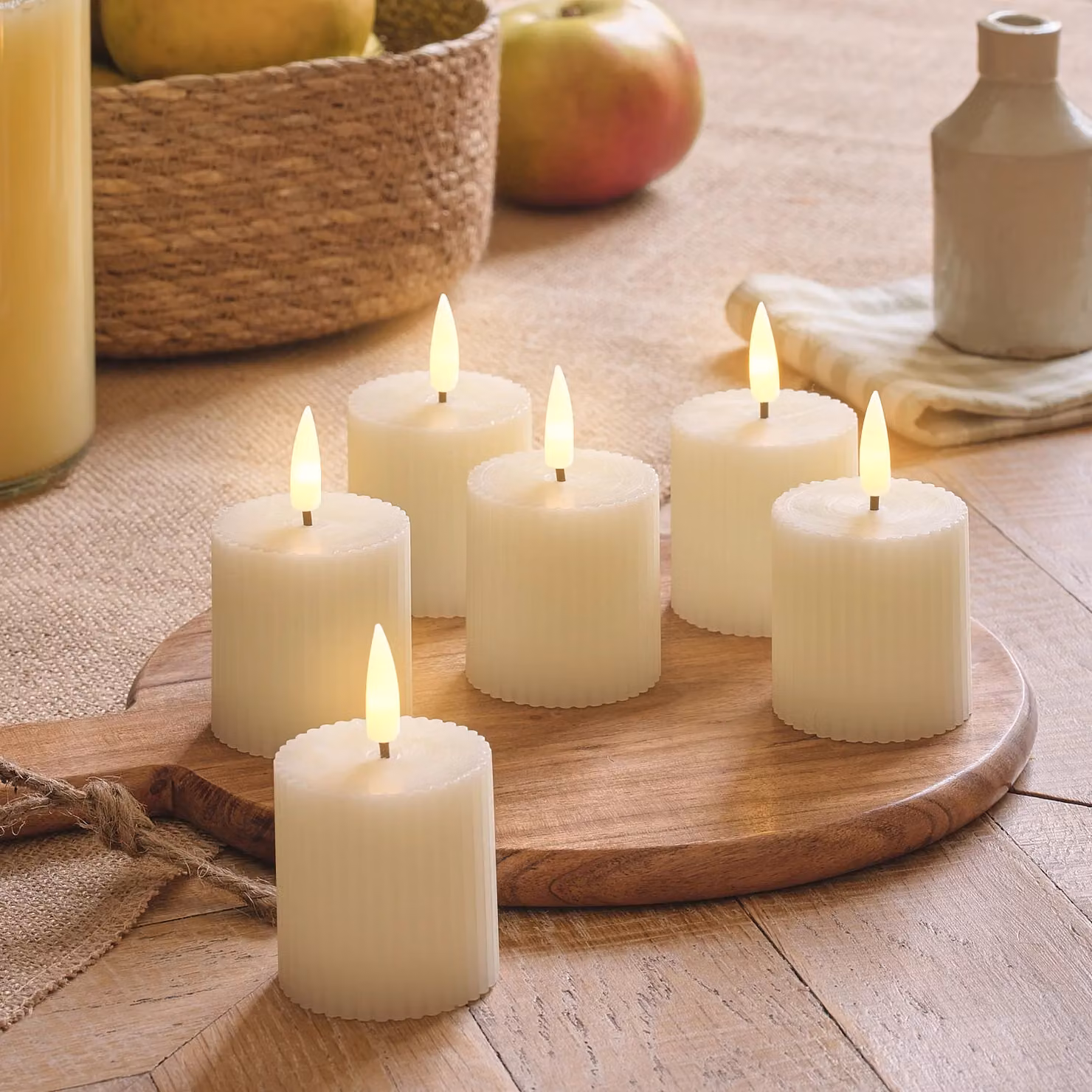 TruGlow 6-Pack White LED Votive Candles with Remote Control and Timer