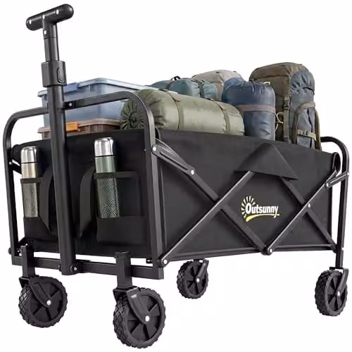Outsunny 93L Heavy Duty Festival Trolley on Wheels, Black