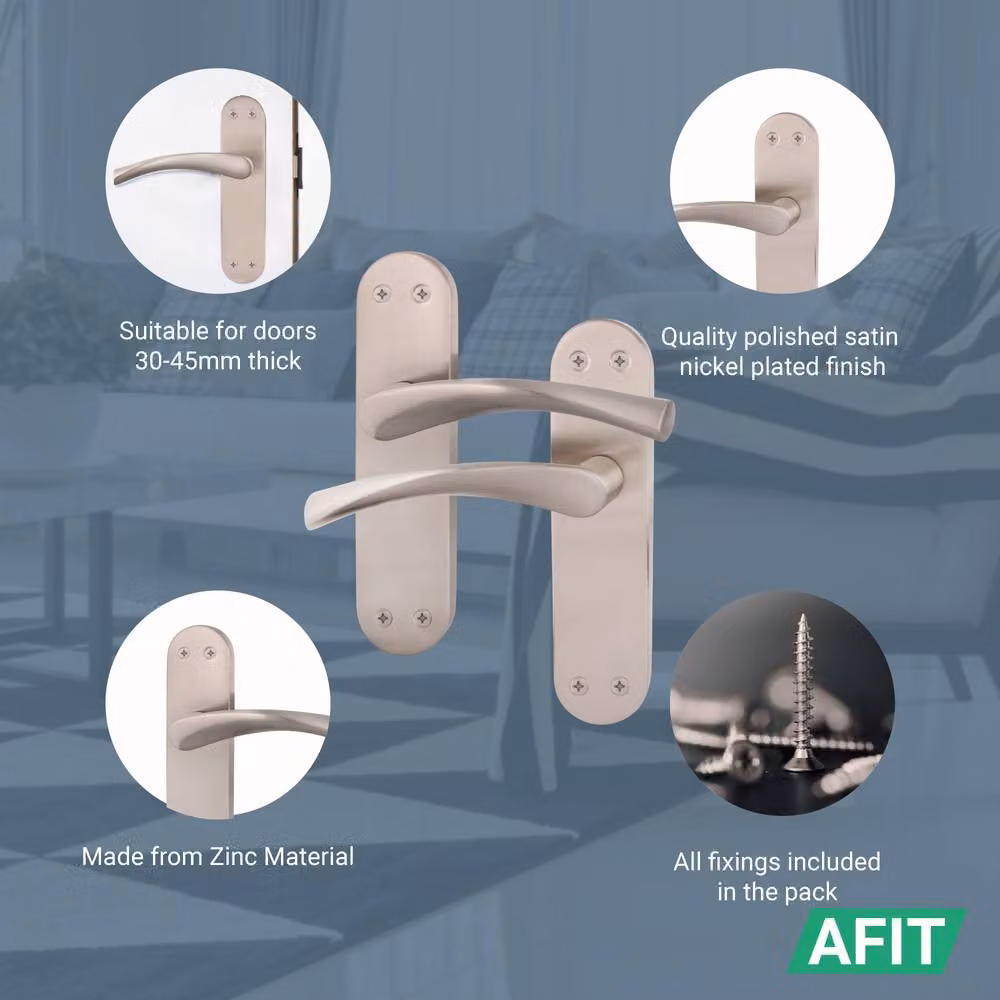 AFIT Satin Nickel Internal Twist Door Handles with Latch, 3 Pack, Silver, W/D/H: 15.0 x 15.0 x 15.0 cm – 2