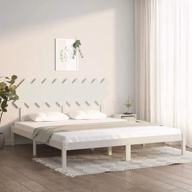 Berkfield Home Super King Size Solid Wood Bed Frame in White, 180 x 200 cm – 1