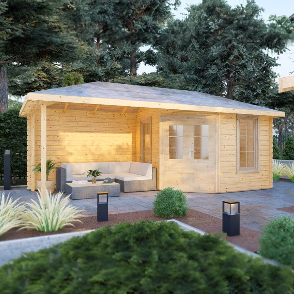 Shires Amarrillo 44 mm Corner Log Cabin in Light Brown, W: 576 cm, D: 280 cm, H: 247.6 cm – 2