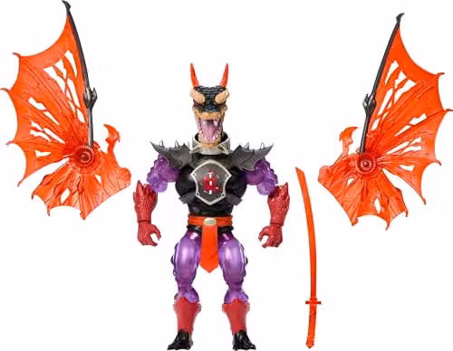 Mattel Masters of the Universe x Teenage Mutant Ninja Turtles Reptile Wars Ninjor Fully Articulated Action Figure, Multicolour