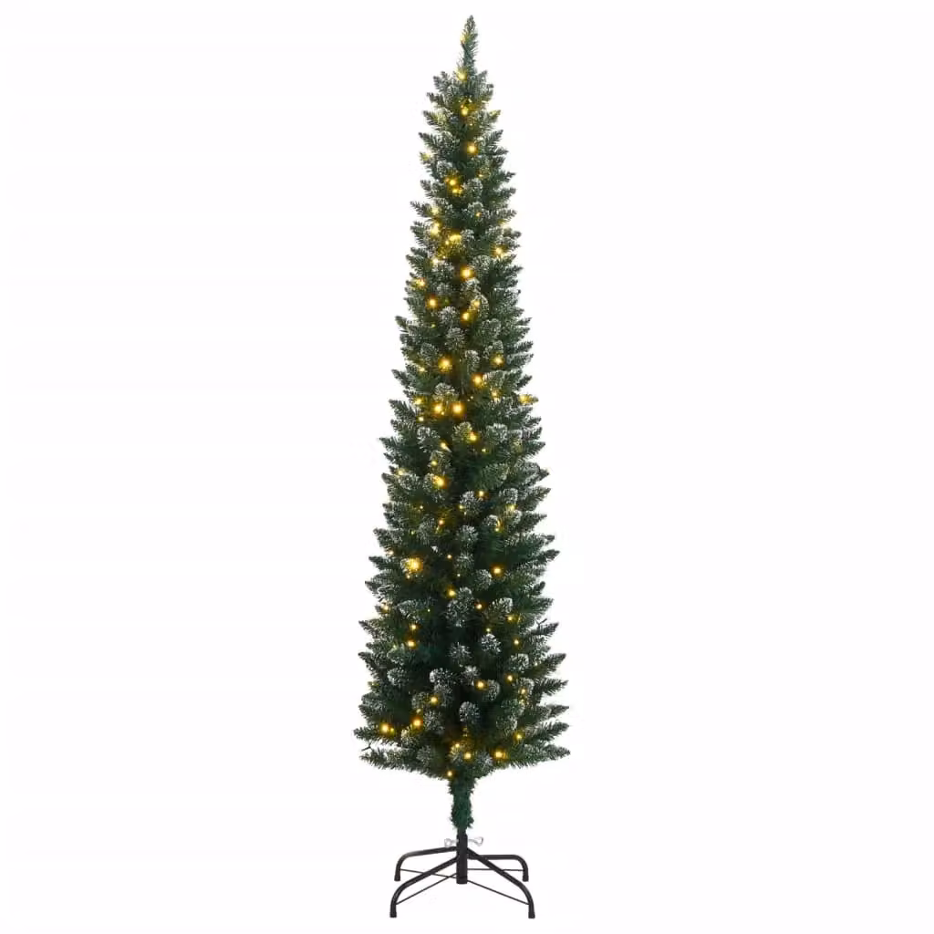 Berkfield Home Artificial Slim Green Christmas Tree with 150 LEDs, Height: 150 cm – 2