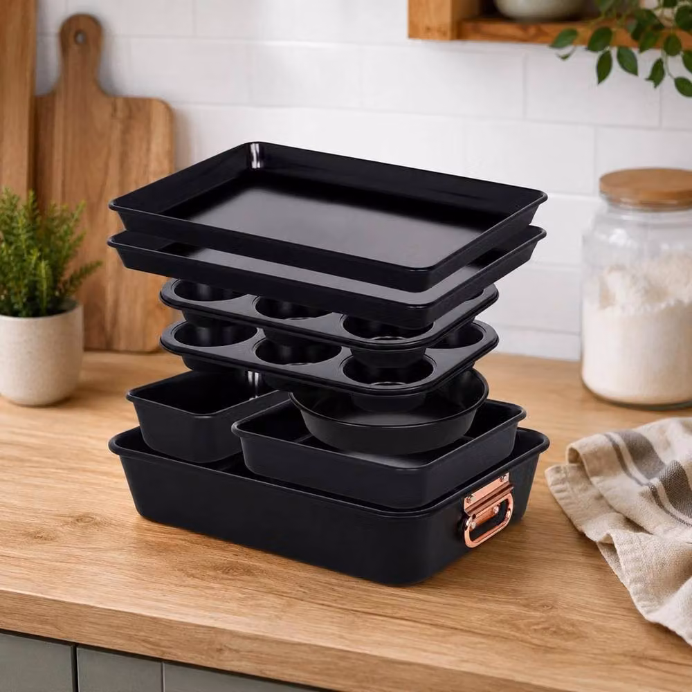 Havendro 8-Piece Stackable Non-Stick Steel Bakeware Set in Black – 3