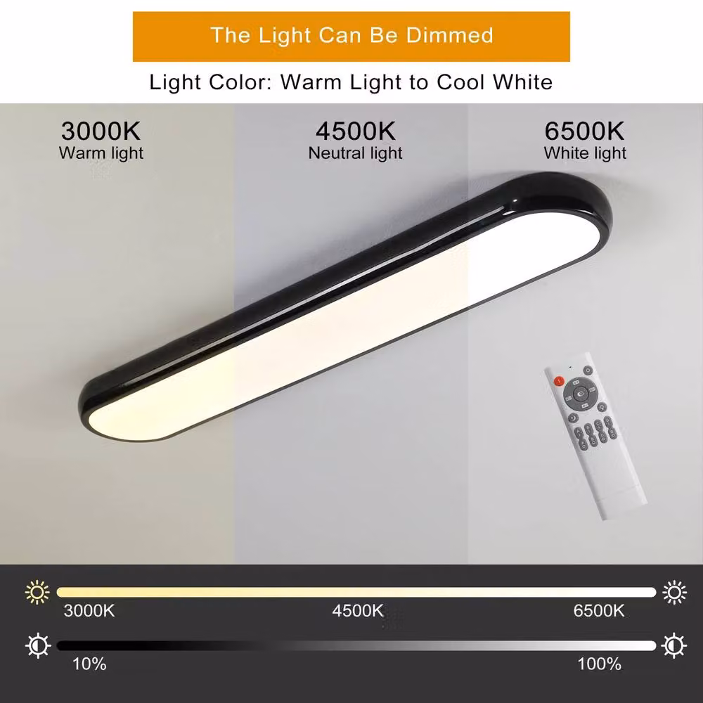 NIVOR Modern Acrylic Linear LED Dimmable Flush Mount Ceiling Light with Remote Control in Black – 3