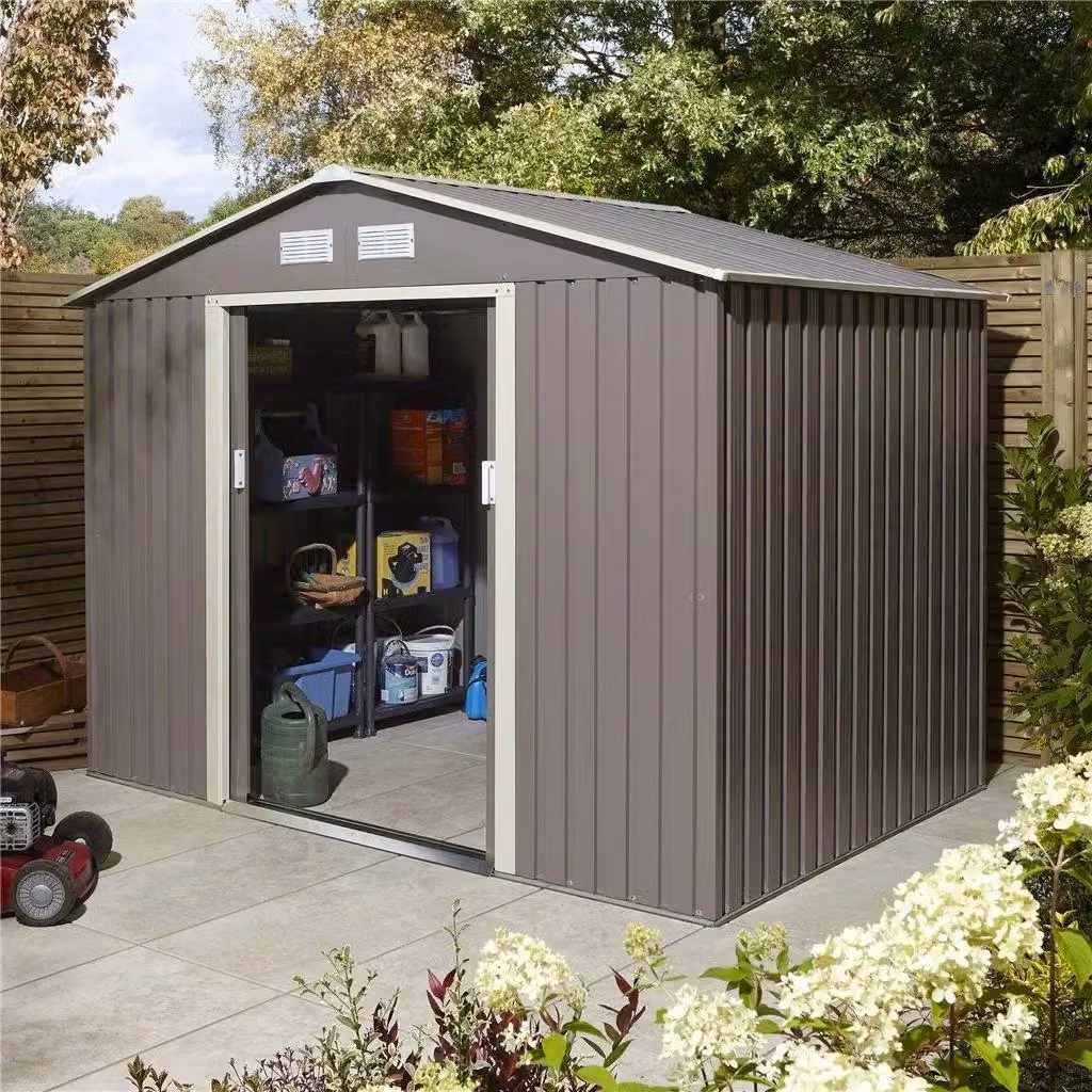 Cheshire Double Door Metal Apex Shed in Light Grey – 3