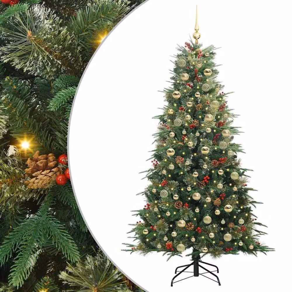 Berkfield Home Artificial Hinged Christmas Tree in Green, Height: 180 cm – 2