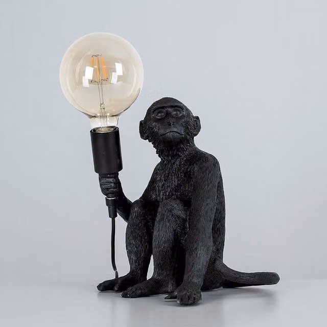 ValueLights Monkey Black Table Lamp with Polyresin and Ceramic Base – 1