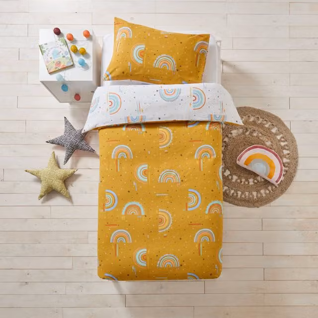 Riva Home Rainbow Tribe Reversible Cotton Duvet Cover Set, Multicolour and Yellow, 200 x 200 cm