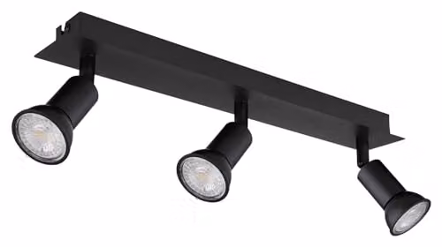 Netlighting Drew Ceiling Spotlight Bar in Black Metal with 3x GU10 Bulbs, W: 40 cm, D: 35 cm, H: 6 cm – 1