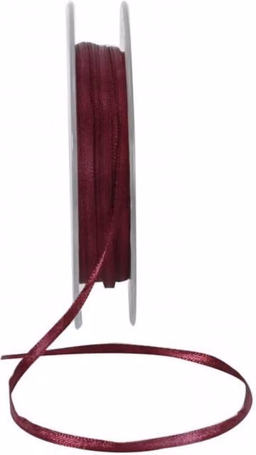 KDMD Bordeaux Satin Ribbon, 3mm, Burgundy, 3 Pack