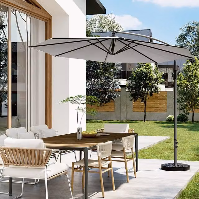 Breeins 3m Cantilever Parasol with Fillable Plastic Base in Grey
