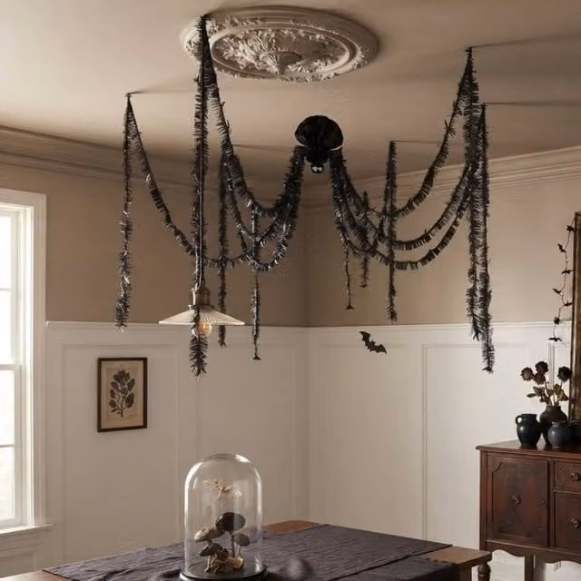 Garden Greatness Black Hanging Giant Spider Halloween Decoration – 1